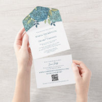 Floral Blue Hydrangea QR Code Guest Addressed
