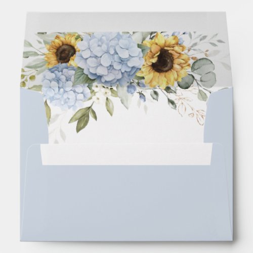 Floral Blue Hydrangea Sunflowers Envelope Liner