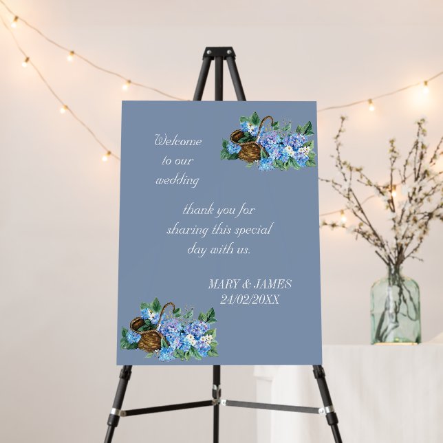 FLORAL BLUE HYDRANGEA  welcome / thank you Foam Board (In Situ (Stand))