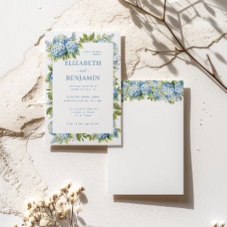 Floral Blue Hydrangeas Watercolor Wedding