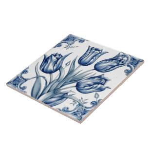 Floral Blue Indigo Azulejo Tiles