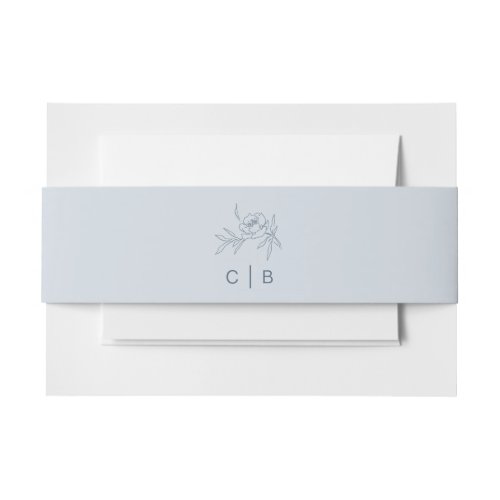Floral Blue Invitation Belly Band