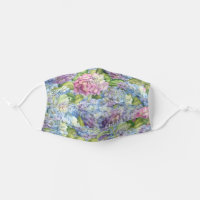 Floral Blue Lavender Hydrangea Pattern Cloth Face Mask