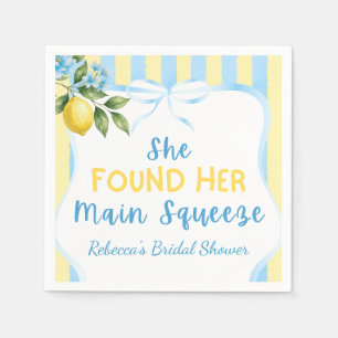 Floral Blue Lemon Main Squeeze Bridal Shower Napkins