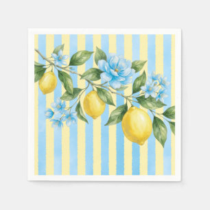 Floral Blue Lemon Main Squeeze Bridal Shower Napkins