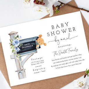 Floral Blue Long Distance Baby Shower Invitation