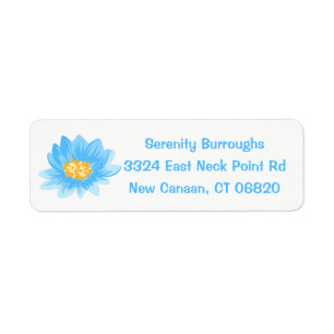 Floral Blue Lotus Flower - Turquoise Wedding Label