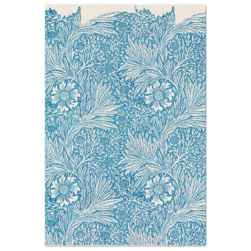 Floral Blue Marigold Ephemera Decoupage Pattern Tissue Paper