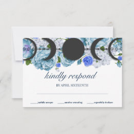 Floral Blue Moon Phase Wicca Handfasting RSVP Card