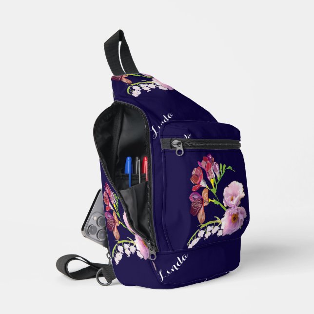 Floral Blue /Name Print Cut Sew Bag (Open)