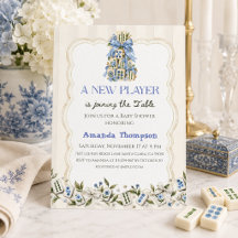 Floral Blue New Player Mahjong Baby Boy Shower
