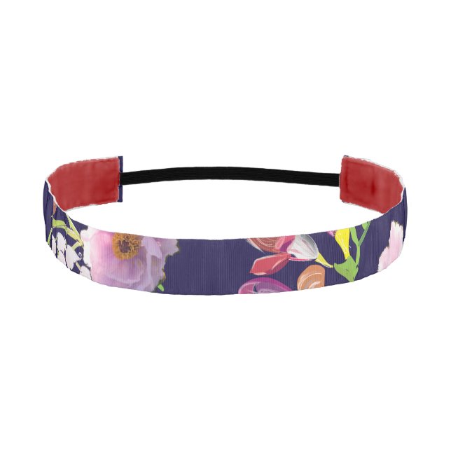 Floral Blue Non-Slip Headbands (Front)