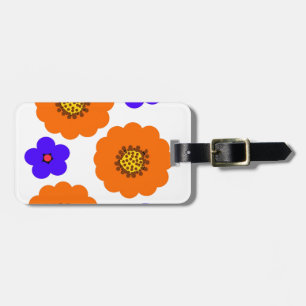 Floral Blue Orange designs Luggage Tag