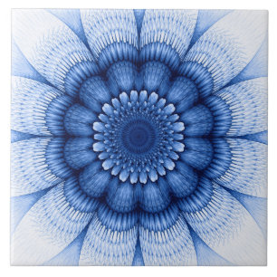 Floral blue pattern ceramic tile