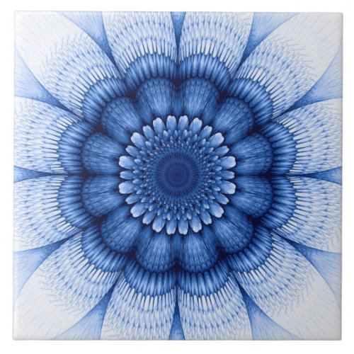 Floral blue pattern ceramic tile