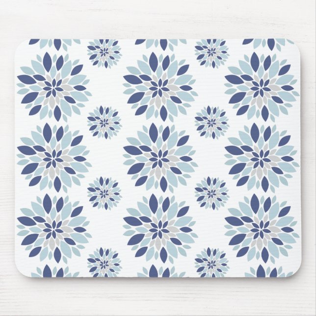 floral blue pattern mouse pad (Front)
