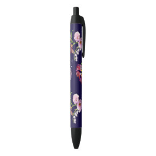 Floral Blue Pen w/Name