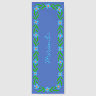 Floral Blue Personalized Custom Name Bookmarks