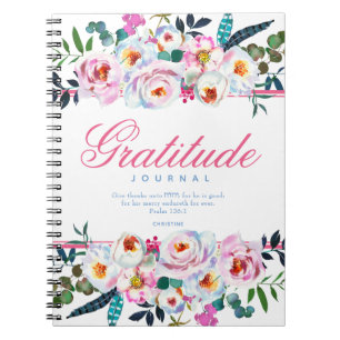 Floral Blue & Pink Bible Quote Gratitude Journal
