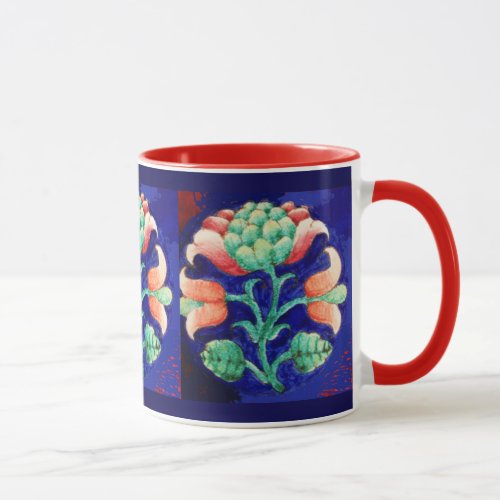 FLORAL  blue pink green Mug