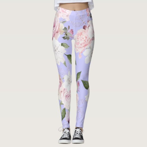 Floral Blue Pretty Active Leggings