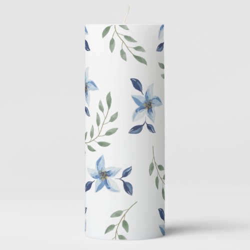 floral blue print pattern seamless     pillar candle