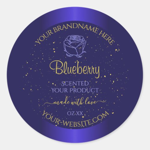 Floral Blue Product Labels Soft Gold Glitter Rose 