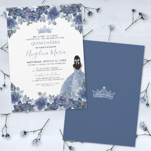 Floral Blue Quinceanera Invitation