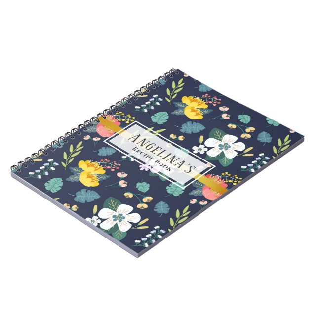 floral blue recipe book (Left Side)