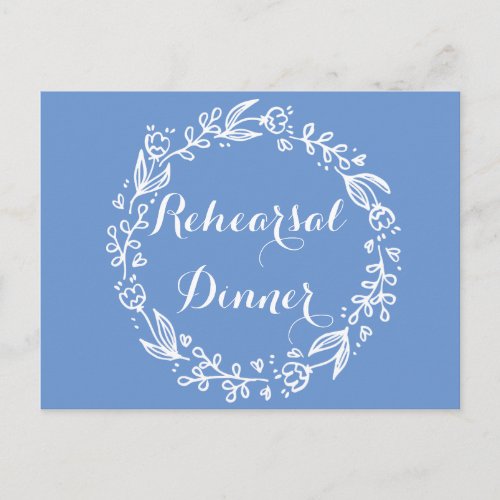 Floral Blue  Rehearsal Dinner Flower Wedding Postcard