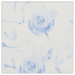 Floral Blue Rose Damask Pattern Fabric
