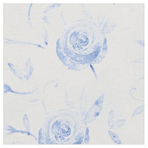 Floral Blue Rose Damask Pattern Fabric