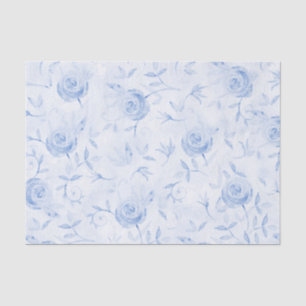 Floral Blue Roses Elegant Damask Decoupage Tissue Paper