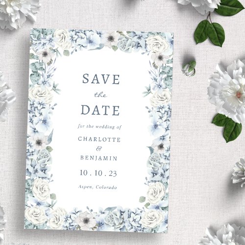 Floral Blue Save The Date