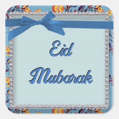 Floral Blue Scrapbook Style Eid Mubarak Sticker