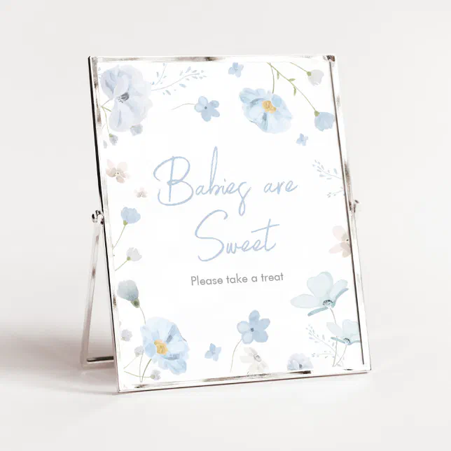 Floral Blue Spring Baby in Bloom Babies are Sweet Poster | Zazzle