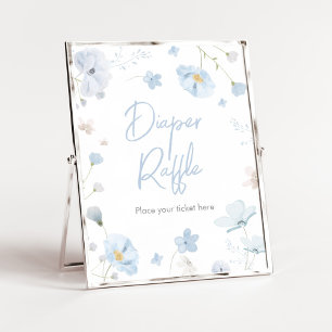 Floral Blue Spring Baby in Bloom Diaper Raffle Poster