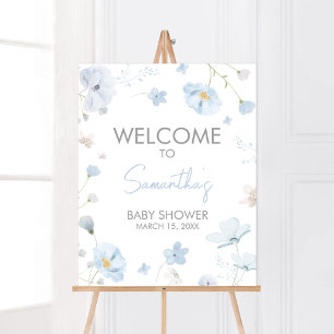 Floral Blue Spring Baby in Bloom Welcome Poster