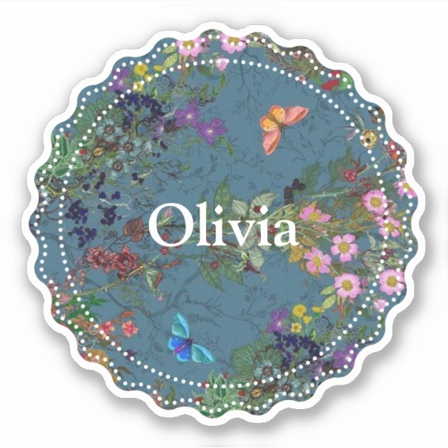 Floral blue sticker (Front)