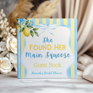 Floral Blue Stripe Main Squeeze Bridal Shower Guest Book