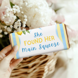 Floral Blue Stripe Main Squeeze Bridal Shower Hershey Bar Favors