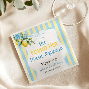 Floral Blue Stripe Main Squeeze Bridal Shower Napkins