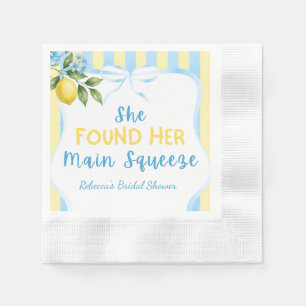 Floral Blue Stripe Main Squeeze Bridal Shower Napkins