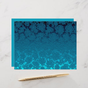 Floral Blue Succulent Print Pattern Metallic