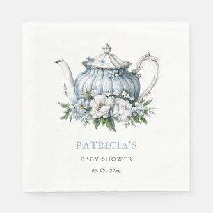 Floral Blue Tea Party Boy Baby Shower  Napkins
