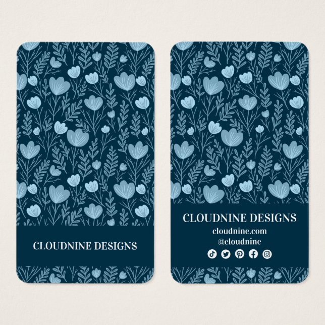 Floral Blue Teal Earring Jewelry Display Card (Front & Back)