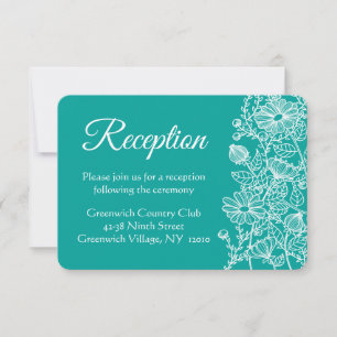 Floral Blue Teal Wedding Reception Daisy Flower Invitation
