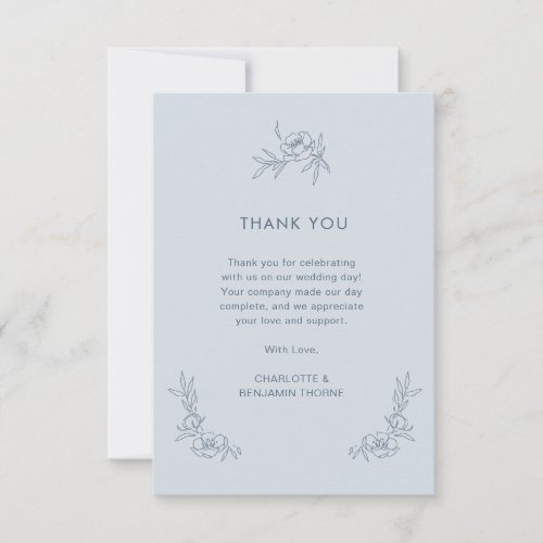 Floral Blue Thank You Card