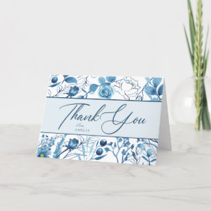 Floral Blue Thank You Cards