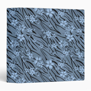 Floral, blue, tiger pattern 3 ring binder